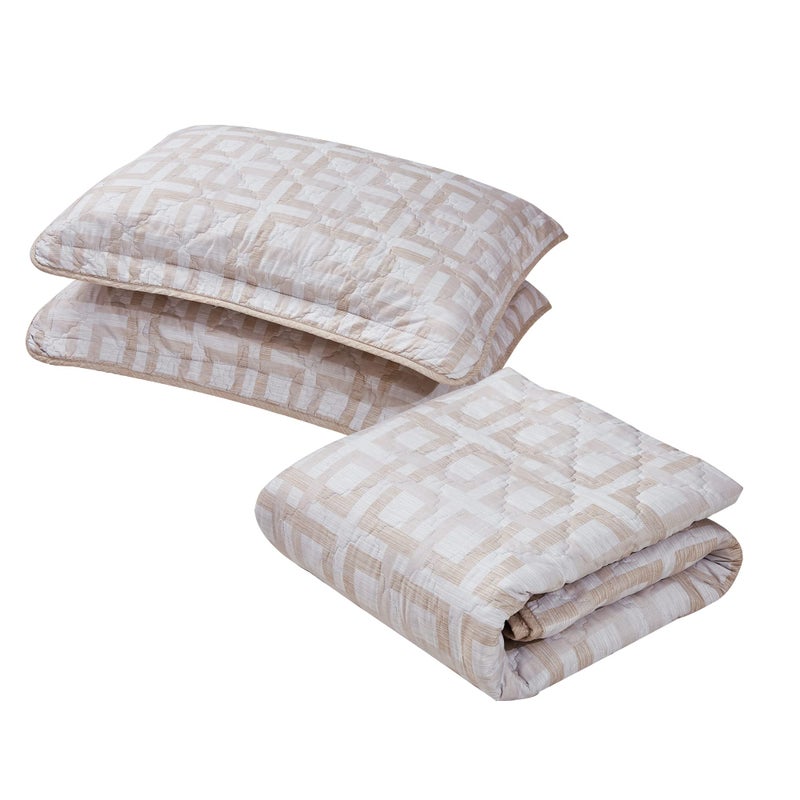 Home Soft Things 7 Piece Printed Microfiber Bedspread Quilts Set, 102" x 90" King, Austin Geo, Taupe Geometric Lightweight Bed Cover Coverlet Bedding Set with Matching Shams Pillows - Image 5